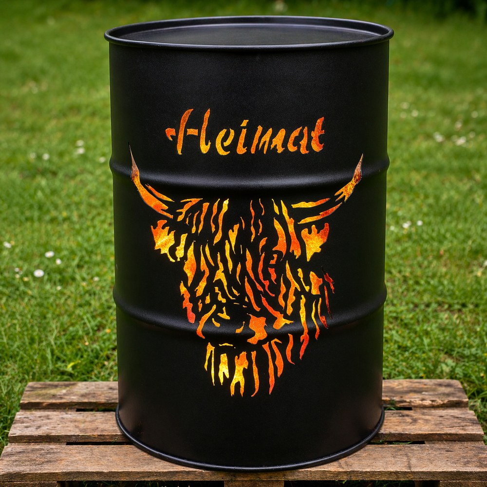 Feuertonne Heimat Hochlandrind